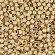 Perla rotonda striata con effetto diamantato dorato da 2 mm - Argento 925 dorato x50