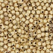 Perla rotonda striata con effetto diamantato dorato da 2 mm - Argento 925 dorato x50