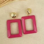 Pendente rettangolare in resina opaca 45x35 mm - Terracotta x1