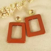 Pendente rettangolare in resina opaca 45x35 mm - Terracotta x1