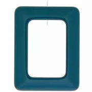 Ciondolo rettangolare in resina opaca 45x35 mm - Blu anatra x1