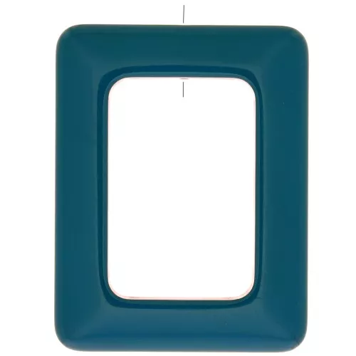 Ciondolo rettangolare in resina opaca 45x35 mm - Blu anatra x1