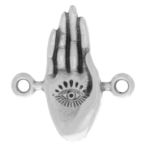 Distanziatore mano 20x18 mm - occhio - placcatura placcatura argento fino anticato x1