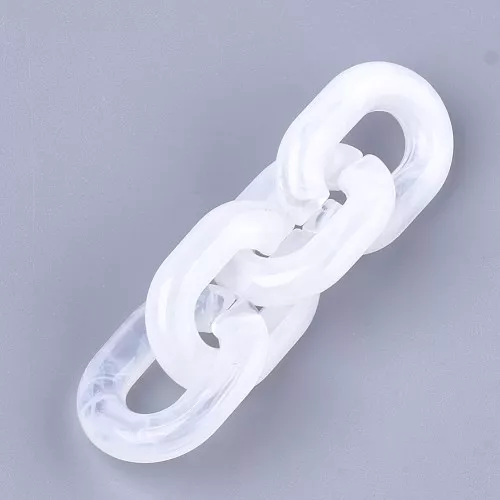 Maglia acrilica ovale 24x18 mm - Trasparente marmorizzato - Bianco x1