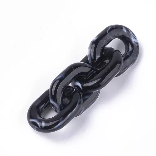 Maglia acrilica ovale 24x18 mm - Nero marmorizzato - Bianco x1