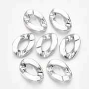 Maglia ovale ritorta in plastica 30x21 mm - Argento x1