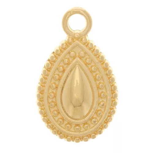 Ciondolo etnico a goccia 17x10 mm - Dorato con oro fino x1