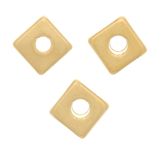 Perline rondelle quadrate - Heishi - 4 mm -Dorato con oro fino x10