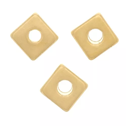 Perline rondelle quadrate - Heishi - 4 mm -Dorato con oro fino x10