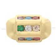 Perlina tubolare esagonale con ossido di zirconio 12x7 mm - Oro - Multicolore x1|raw }}