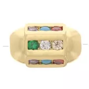 Perlina tubolare esagonale con ossido di zirconio 12x7 mm - Oro - Multicolore x1