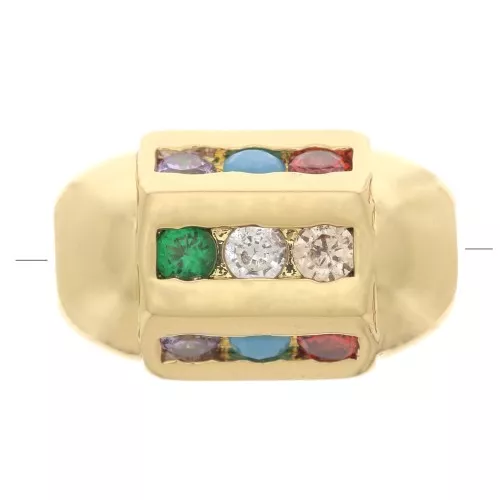 Perlina tubolare esagonale con ossido di zirconio 12x7 mm - Oro - Multicolore x1