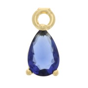 Mini ciondolo con Ossido di zirconio 9x4 mm - Oro - Blu scuro x1