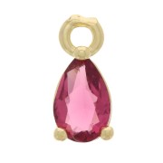 Mini ciondolo goccia con Ossido di zirconio 9x4 mm - Oro - Fucsia x1