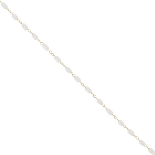 Catena con perle imitazione acqua dolce 3 mm - dorato - Bianco x1m