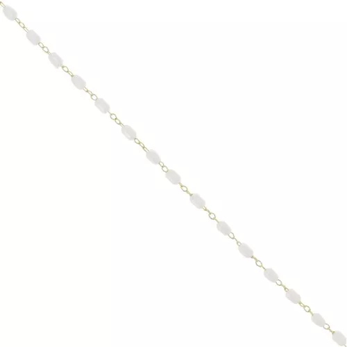 Catena con perle imitazione acqua dolce 3 mm - dorato - Bianco x1m