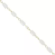 Catena con perle imitazione acqua dolce 3 mm - dorato - Bianco x1m