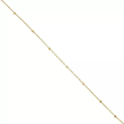 Catena a maglia Forzatina da 1,8 mm con perle appiattite in acciaio inossidabile 304, placcato oro x99cm