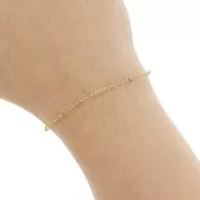 Catena a maglia Forzatina da 1,8 mm con perle appiattite in acciaio inossidabile 304, placcato oro x99cm