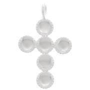 Pendente croce 25x15 mm per 6 cabochon fondo piatto 4 mm - Argento 925 x1|raw }}