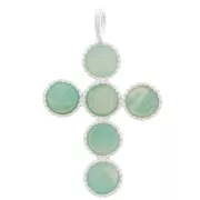 Pendente croce 25x15 mm per 6 cabochon fondo piatto 4 mm - Argento 925 x1