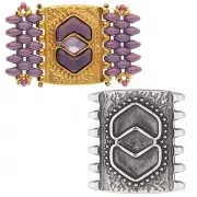 Cymbal - Connettore per perline Pitrofos SuperDuo 24x23 mm - Argento antico x1