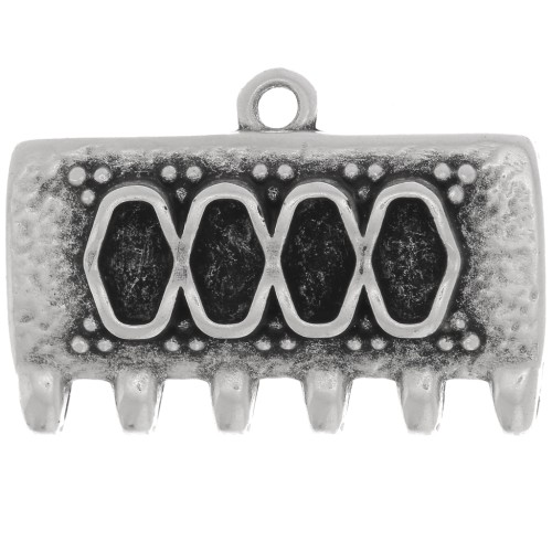 Cymbal - Terminale per tessitura SuperDuo 16x24mm Kalyvari VI -Argento anticato