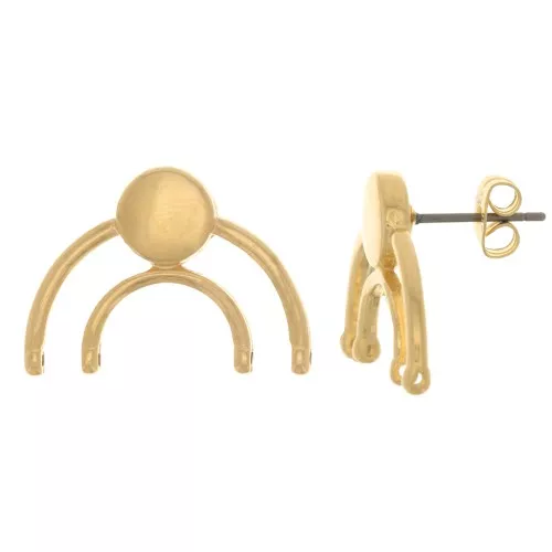 Cymbal- Orecchini perno per rocaille11/0 17x23mm Platani VI Dorato con oro fino x2