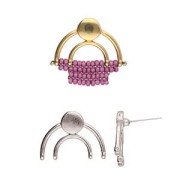 Cymbal- Orecchini perno per rocaille 11/0 17x23mm Platani VI argento anticato x2