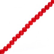 Perla rotonda sfaccettata - tonda appiattita 3,5x3 mm - Rosso Corallo Scuro x33cm