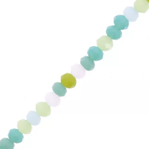 Perline tonde sfaccettate - tonde appiattite 3x2,5 mm - Blu - Verde x43cm