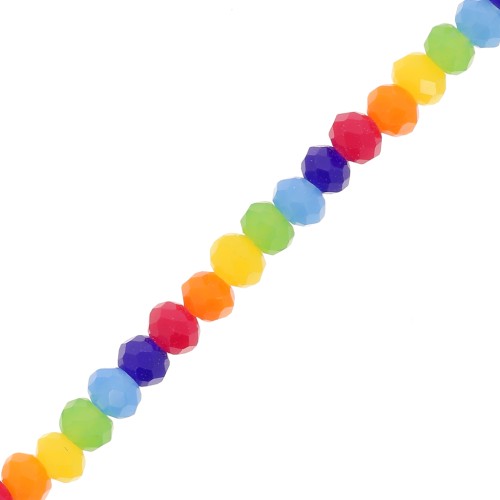 Perla a disco sfaccettata - rotonda appiattita 3x2,5 mm - Multicolore x 43 cm