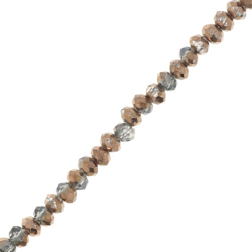 Perline sfaccettate rotonde - rotonde appiattite -2x1,5 mm - Marrone Grigio Chiaro x35cm