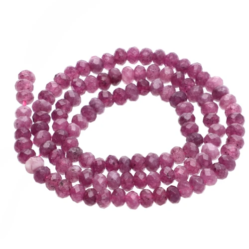 Perla rotonda appiattita sfaccettata 4,5x3 mm in pietra semipreziosa - Quarzo viola x 34 cm