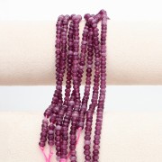 Perla rotonda appiattita sfaccettata 4,5x3 mm in pietra semipreziosa - Quarzo viola x 34 cm
