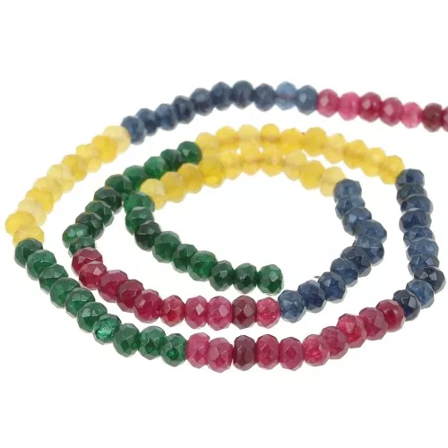Perle sfaccettate rotonde e appiattite 4x3mm - Tinte - Quarzo Mix x35cm