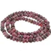 Perle sfaccettate rotonde appiattite 4x3 mm colorate con gemme Quarzo rosa scuro x35cm