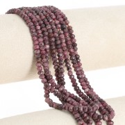 Perle sfaccettate rotonde appiattite 4x3 mm colorate con gemme Quarzo rosa scuro x35cm