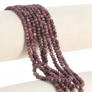 Perle sfaccettate rotonde appiattite 4x3 mm colorate con gemme Quarzo rosa scuro x35cm