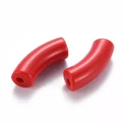 Perline tubolari curve in acrilica 35x11 mm - Rosso x6