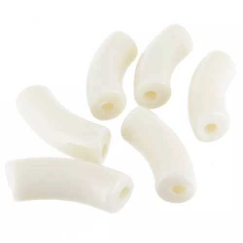 Perline tubolari curve 35x11 mm in acrilico opaco - Avorio x6