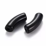 Perline tubolari curve in acrilica opaca 35x11 mm - Nero x6