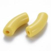 Perle tubolari curve 35x11 mm in acrilico opaco - Giallo x6