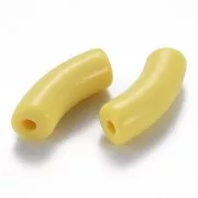 Perline tubolari curve in acrilica opaca 35x11 mm - Giallo x6