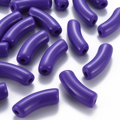 Perline tubolari curve in acrilica opaca 35x11 mm - Viola scuro x6