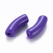 Perline tubolari curve in acrilica opaca 35x11 mm - Viola scuro x6