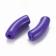 Perline tubolari curve in acrilica opaca 35x11 mm - Viola scuro x6
