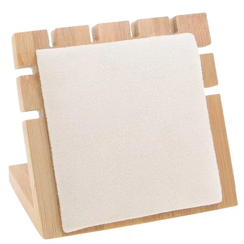 Portagioielli per collana- Espositore 10x11 cm in Bamboo- Rosa suede