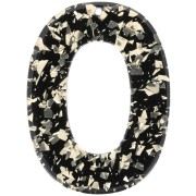 Pendente ovale cavo in acetato 47x35 mm - Glitter - Oro - Nero x1|raw }}