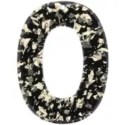 Ciondolo ovale cavo in acetato 47x35 mm - Glitter - Oro - Nero x1